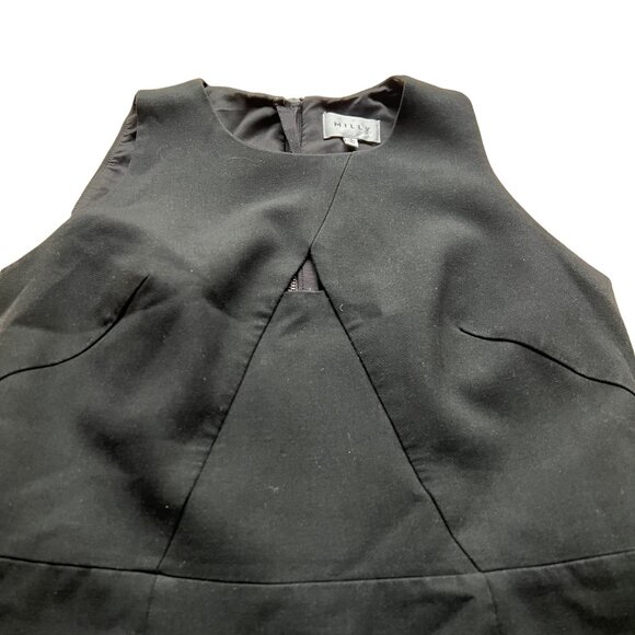 Milly Size 4 Black Sleeveless Peekaboo Front Cutout Back Zip Sheath Mini Dress - Picture 6 of 15